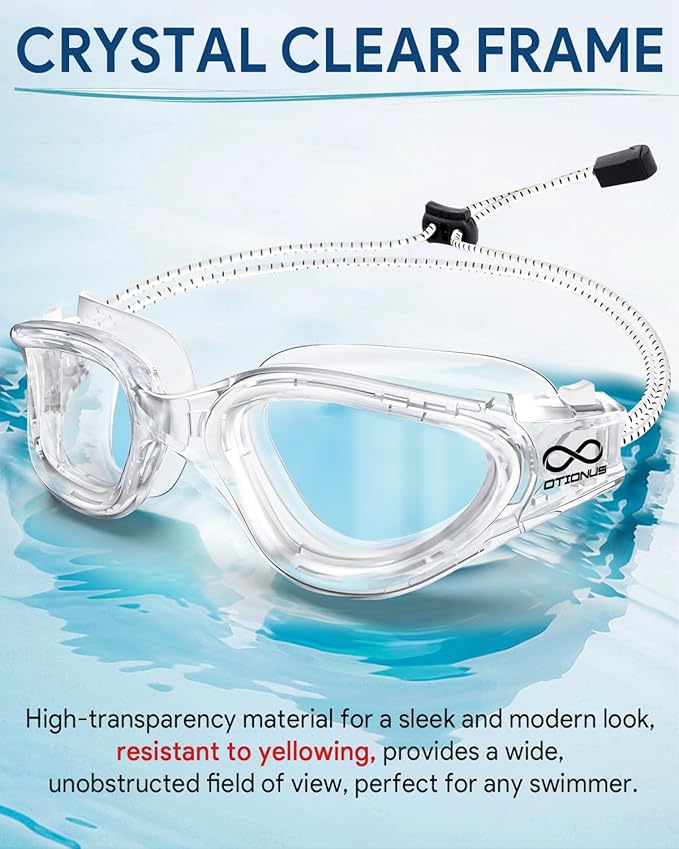 Swim Goggles, Polarized Adult Swimming Goggles Bungee Strap No Hair Pulling Anti-fog Pool Goggles for Men Women-StrideForce Fitness