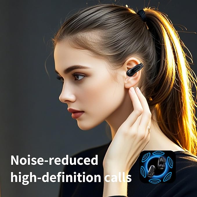 Open Ear Earbuds,Bluetooth 5.4Wireless Headphones,Lightweight Comfort Clip-On Earbuds with Mic for Clear Calls,36H Playtime,Touch Control,IPX5 Waterproof,Fit for Running Cycling Glasses Wearers-StrideForce Fitness