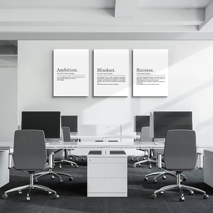 Inspirierendes Leinwandbild – Ephany Art – Mindset Zitate Drucke, motivierende Wandkunst, Erfolg, gerahmtes Unternehmer-Poster, positive Zitate, Arbeitsplatz (L-3 Stück, 40.6x61x3 Stück)-StrideForce Fitness