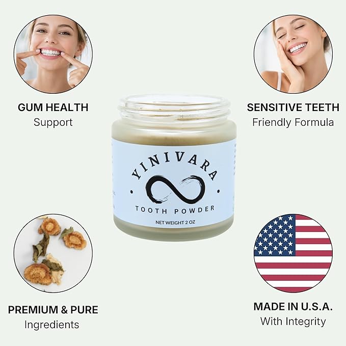 Natural Tooth Powder, Natural Herbal Flavor, Fluoride-Free, Foam-Free, Made with Ginseng and Premium Herbs, Vegan, Made in USA
