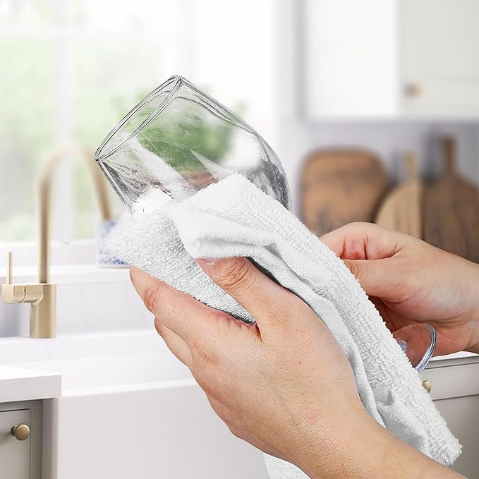 Avalon Towels Terry Bar Mop Towels (Value Pack of 36) Size 14"x17" – Absorbent and Durable, Multipurpose Cleaning Rags, Cotton Cleaning Cloths, Terry Cloth Rags, Reusable Shop Rag (White)-StrideForce Fitness