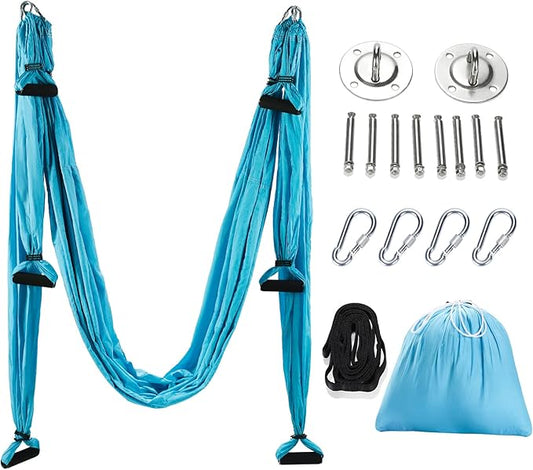 ZELUS Aerial Yoga Swing Sling Strong Yoga Hammock Kit Set Trapeze Inversion Equipment Include 2 Extensions Straps and Ceiling Mounting Kit-StrideForce Fitness