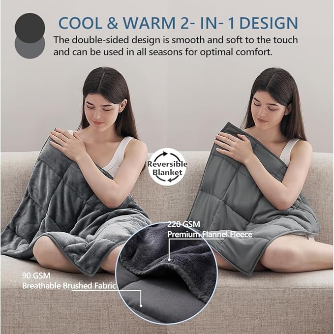 L'AGRATY Weighted Lap Blanket 5lb: Small Weighted Blanket for Adults Portable Travel - Cooling Pad for Relaxation Sleeping - Cozy Washable All-Season (29" x 24")-StrideForce Fitness