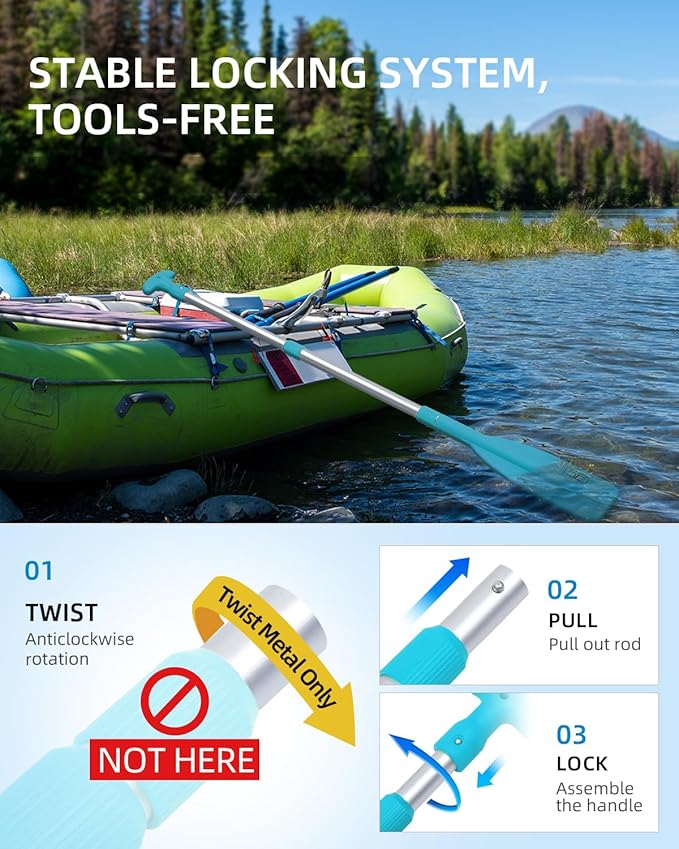 OCEANBROAD Telescoping Emergency Paddle 21''-42''（Assembling Required）/26''-54'' Aluminium Shaft for Kayaking Boating Canoeing River Tubing-StrideForce Fitness