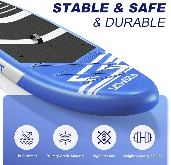 FBSPORT 11' Premium Stand Up Paddle Board, Yoga Board with Durable SUP Accessories & Carry Bag | Wide Stance, Surf Control, Non-Slip Deck, Leash, Paddle and Pump for Youth & Adult-StrideForce Fitness