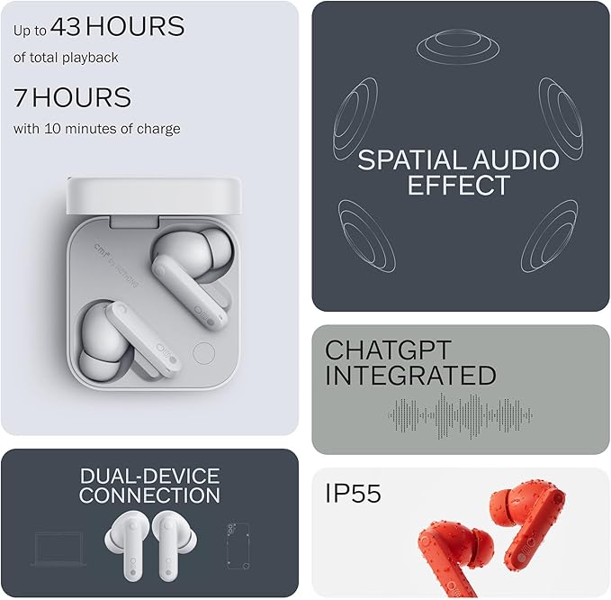 CMF Buds Pro 2 Wireless Earbuds, Hi-Res Audio with LDAC, 50 dB Hybrid Noise Cancelling Earbuds, Ultra Bass Technology, Bluetooth 5.3, 43H Play Time with Charging Case, 6 HD Mics Headphones, Orange-StrideForce Fitness