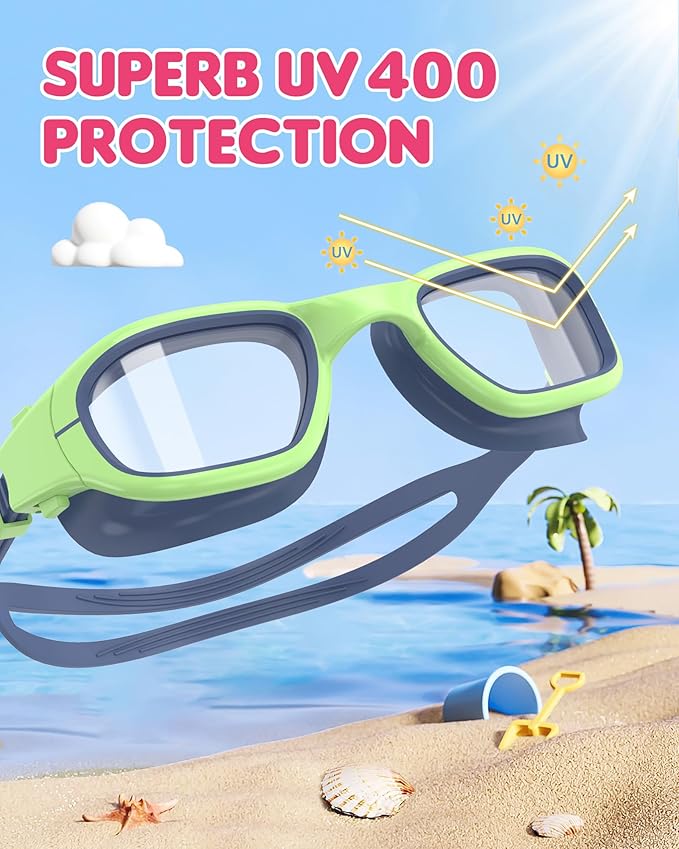 Kids Swim Goggles,Swimming Goggles for Kids 6-14, Anti-Fog UV Protection Pool Glasses for Boys Girls-StrideForce Fitness
