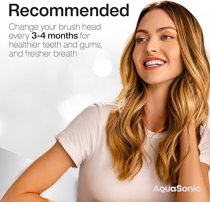 AquaSonic Standard Replacement Brush Heads | ADA Accepted | for Normal & Sensitive Teeth | Compatible with Many AquaSonic Toothbrush Handles (2 Pack White)