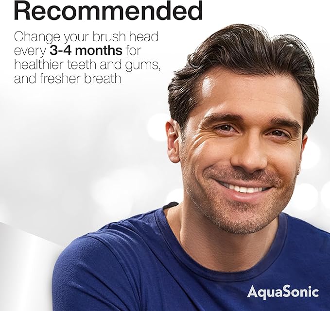 AquaSonic Genuine Duo PRO 8-Pack Replacement Brush Heads - Upgraded Proflex Brush Heads for Improved Plaque Removal - ADA Accepted - Genuine AquaSonic