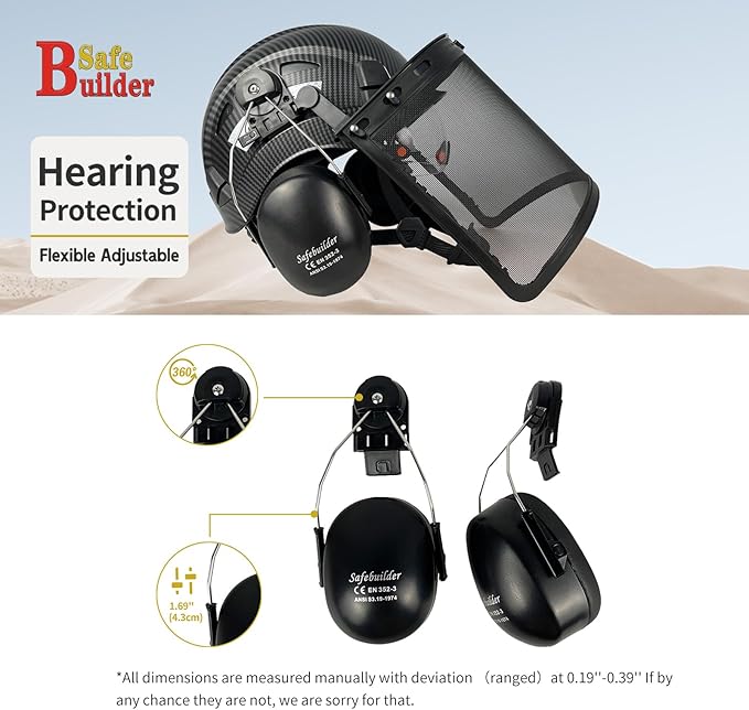 Forestry Safety Helmet with Build-in Visor Mesh Face Shield Ear Muffs 4 in 1 Chainsaw Safety Hard Hats-StrideForce Fitness