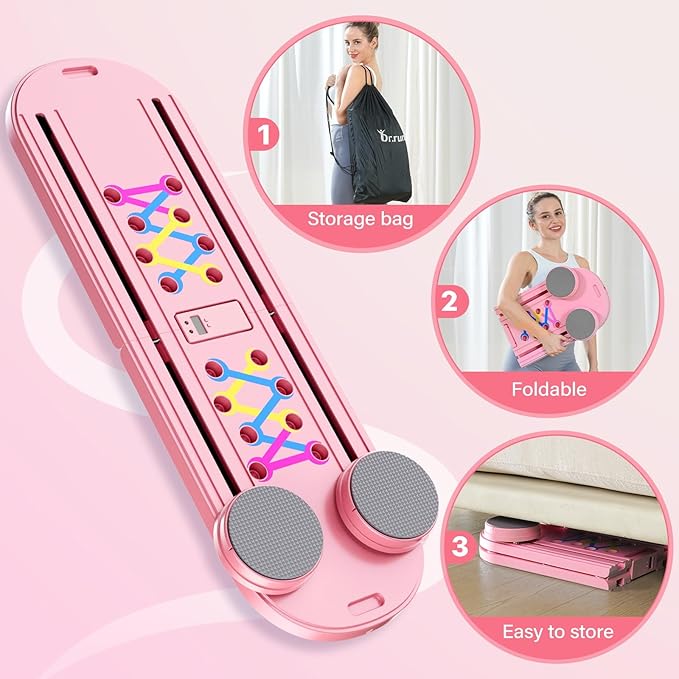 Pilates Board, Pilates Reformer Set, 7 in 1 Multifunctional Pilates Reformer Machine with Timer, Portable Foldable Pilates Board for Home Workout, Pilates Kit with Storage Bag-StrideForce Fitness