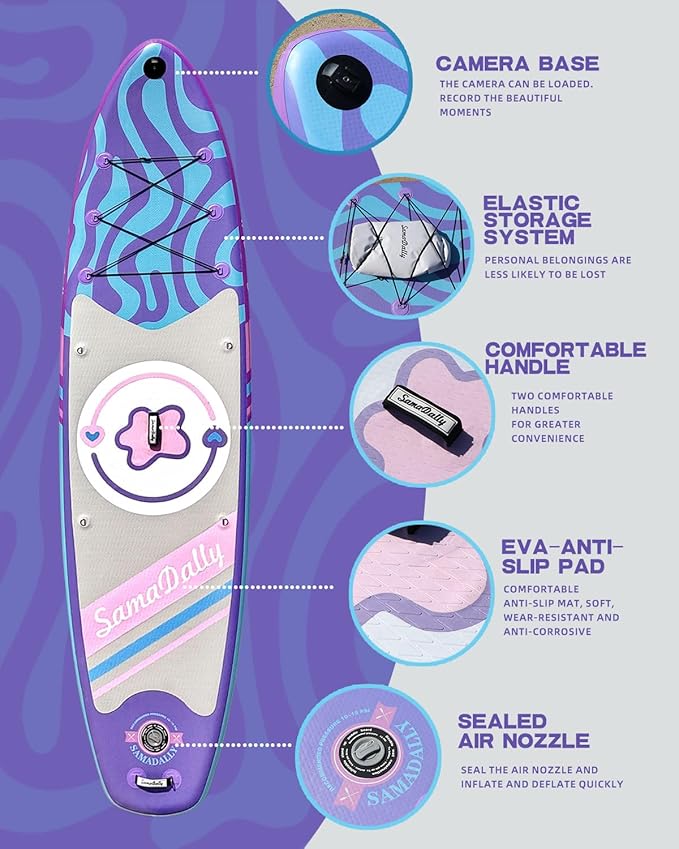 11'Stand Up Paddle Boards Surf Control with Premium SUP Board Accessories Backpack & Removable Fins, 34" Wide Inflatable Paddle Boards of All Skill Levels-StrideForce Fitness