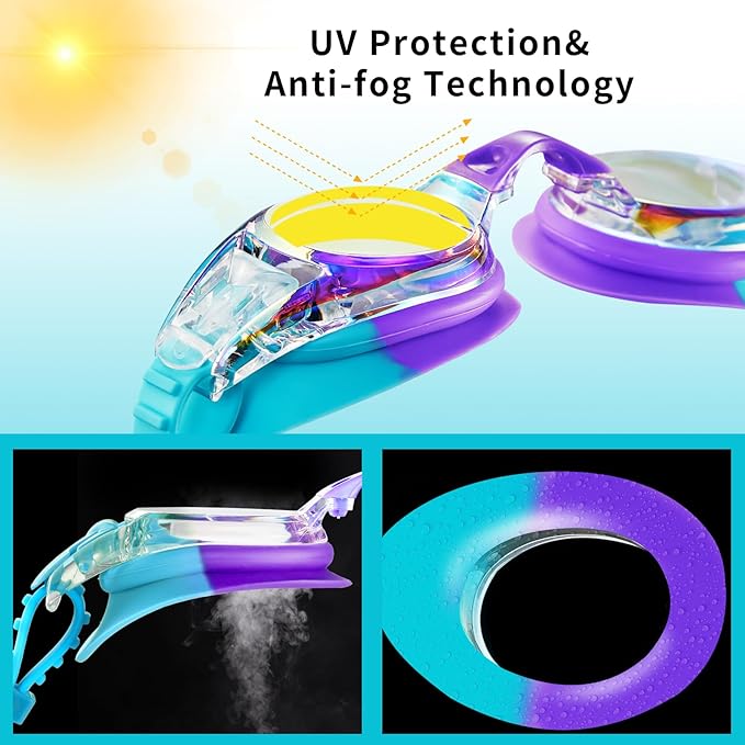 Aegend 2 Pack Kids Goggles, Swimming Goggles for Kids Age 4-16 Boys and Girls Youth, Anti-Fog Waterproof Anti-UV Pool Goggles-StrideForce Fitness