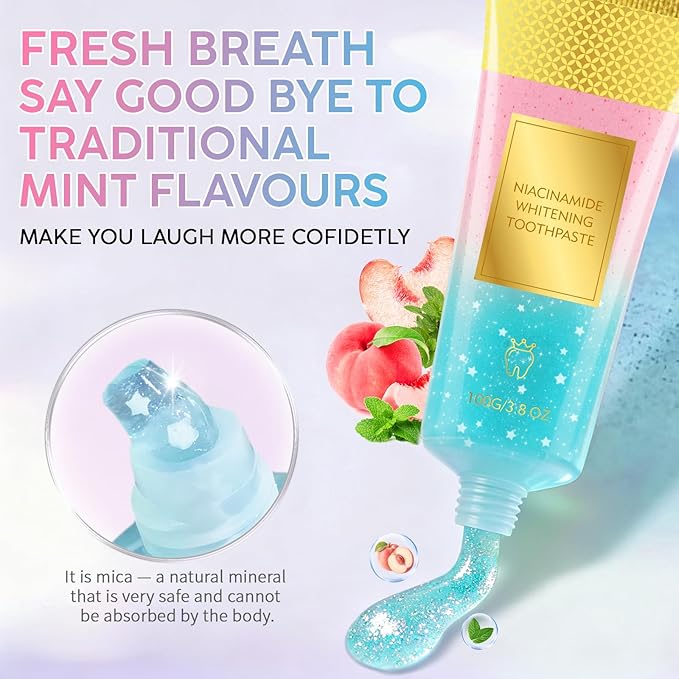 Niacinamide Whitening Toothpaste - Gum Care Strengthen, Tooth Enamel, Prevent Cavities, Fresh Breath, Gentle & Non-lrritating, Fluoride-Free