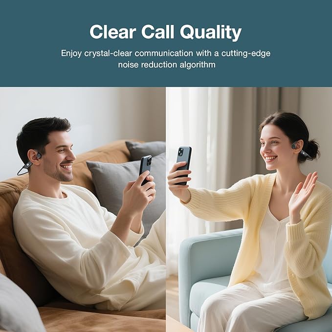 Bone Conduction Headphones, Open Ear Headphones Wireless Bluetooth with Mic, Superior Sound Running Headphones 10H Playtime, Comfortable Fit Waterproof for Music, Workouts, Travel-StrideForce Fitness