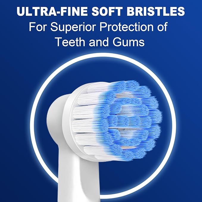 Pro Sensitive Gum Care Replacement Brush Heads Compatible with Oral-B Electric Toothbrushes, 16 Pack High Density Extra Soft Bristles Toothbrush Heads Refill, White