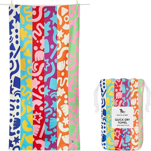 Dock & Bay Quick Drying Towel - for Sports & Gym - Compact, Lightweight - 100% Recycled - Includes Bag - Power of Positivity, Medium (130x70cm, 51x27)-StrideForce Fitness