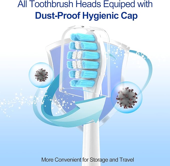 Replacement Toothbrush Heads for Philips Sonicare Click-on Handles, Medium Soft Electric Brush Heads Refills, 8 Pack