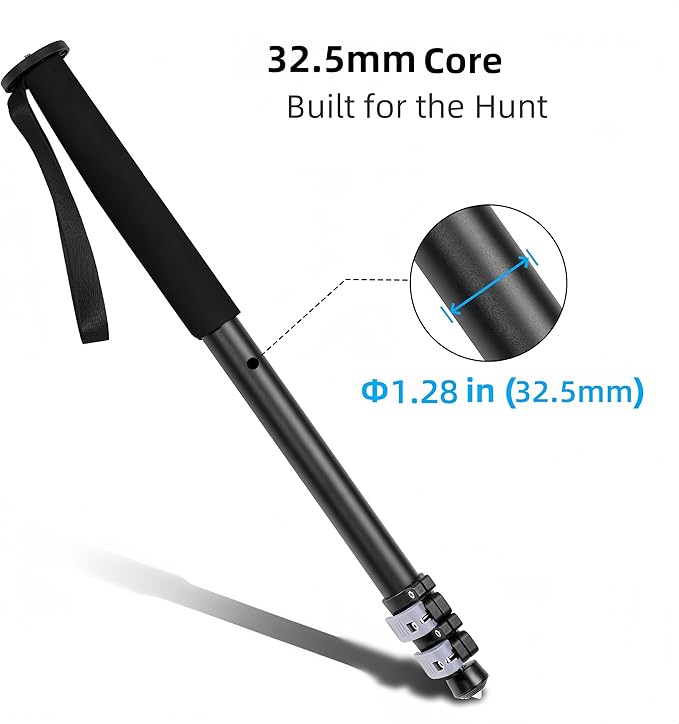 Shooting Stick with V Yoke, 22-62 inches Adjustable Aluminum Shooting Monopod for Hunting Rifles-StrideForce Fitness