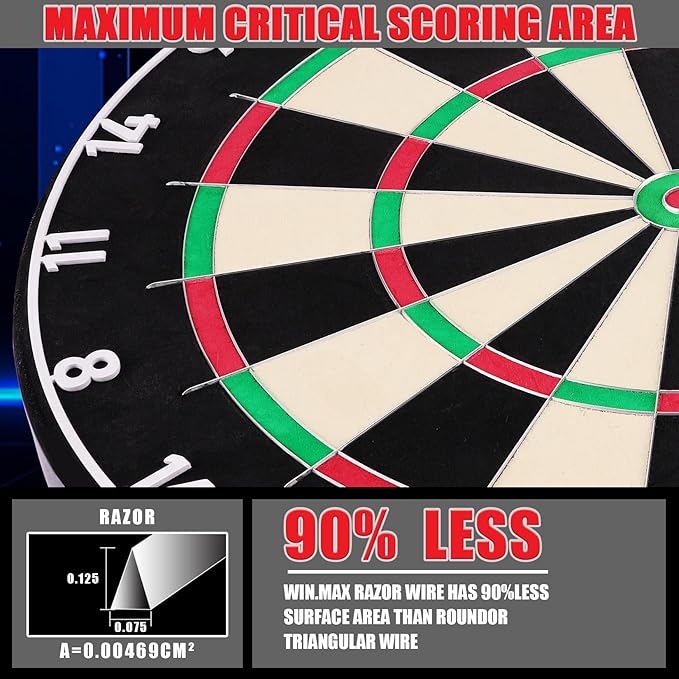 WIN.MAX Dart Board - Bristle Steel Tip Dartboard Dart Boards for Adults Bristle Steel Tip Dartboard Set with 12 Darts Metal Tip-StrideForce Fitness