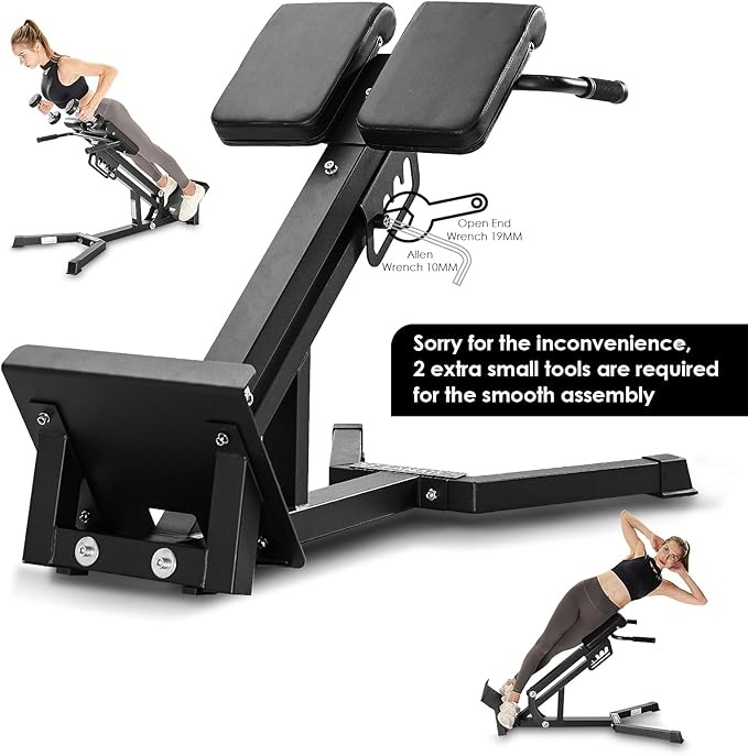 FANATICS Roman Chair Back Extension Machine Hyperextension Bench Reverse Hyper Lower Back Exercise Equipment Multi-Functional Core and Glute Workout Bench for Home Gym-StrideForce Fitness
