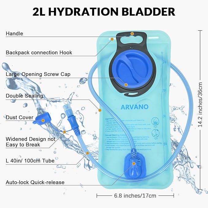 Hydration Backpack, Lightweight Hydration Pack with 2L Water Bladder, 6L Water Backpack for Men Women Cycling, Hiking, Mountain Biking, Skiing-StrideForce Fitness