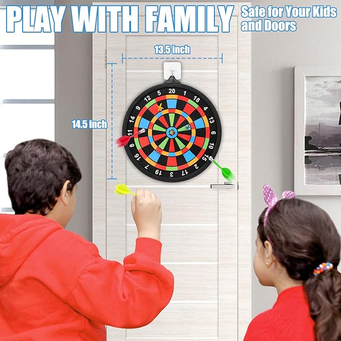 Magnetic Dart Board w/ 12 Darts, Kids Dartboard Gifts, Safe Indoor Outdoor Games for Kids 8-12, Teen Gifts for 6 7 8 9 10 11 12 13 14 Year Old Boys Girls-StrideForce Fitness