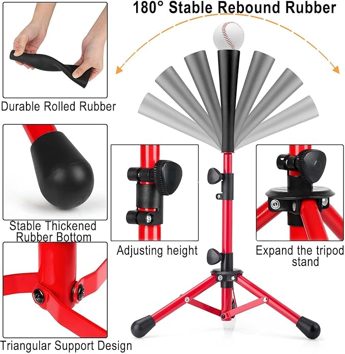 Baseball Tee for Kids,Batting Tee,Softball Tee,tee Stand, Youth Hitting Tee,Teeball Tee,Travel Tee,Easy Adjustable Height 20.5-30.2inch-StrideForce Fitness