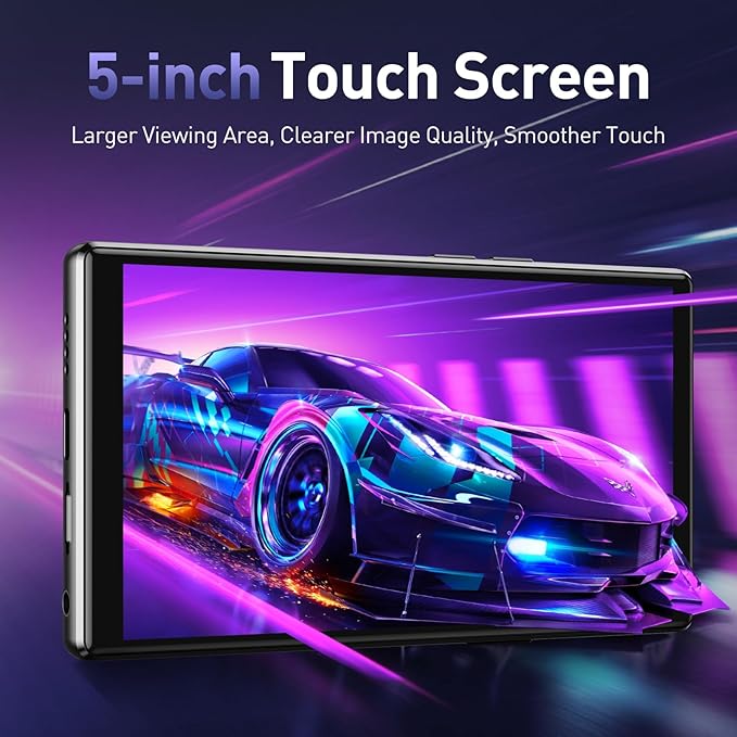 AGPTEK 5'' 128GB MP3 Player with Bluetooth and WiFi, T09 Touch Screen Andriod 13 Music Player with Spotify, Audible, YouTube, Up to 1TB-StrideForce Fitness