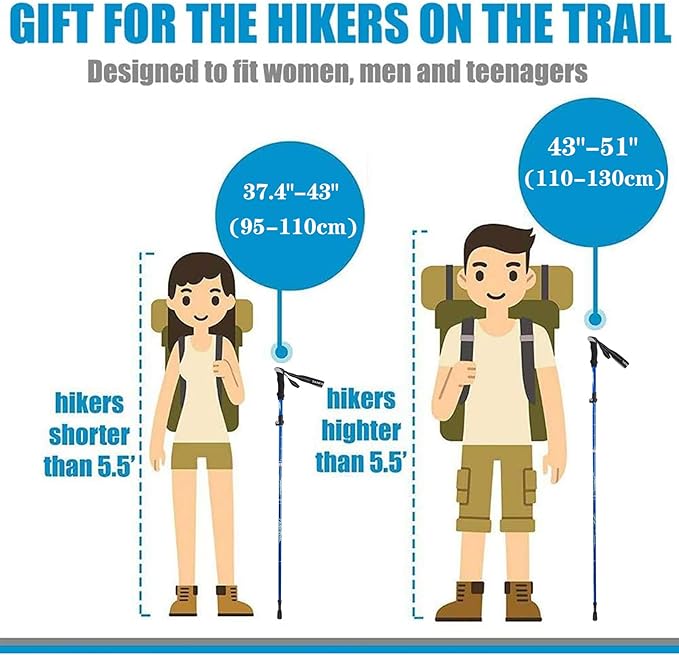 Trekking Poles - 1pc Sports Aluminium 7075 Anti Shock Walking Trekking Hiking Stick Pole,Ultralight Alpenstock,Adjustable Quick,Single Collapsible Pole-StrideForce Fitness