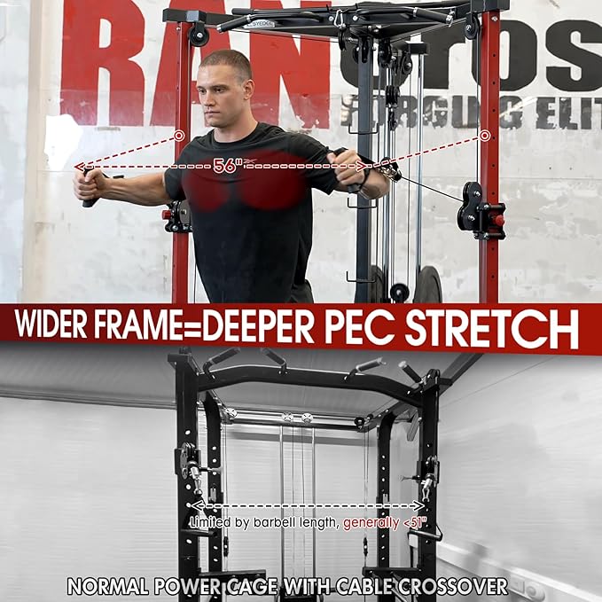 Mikolo Cable Crossover Machine, Functional Trainer with 17 Adjustable Positions, Home Gym Equipment with High and Low Pulley System for LAT Pulldowns and Seated Cable Row, Cable Fly Machine-StrideForce Fitness