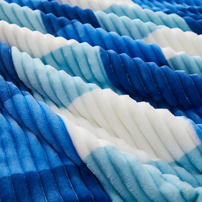 PU MEI Sherpa Blanket Twin Plaid Thick Bed Blanket, 60”*80” Super Soft Flannel Fuzzy Fleece Reversible Velvet Plush Warm Blanket for Couch (Blue Check, 60"*80")-StrideForce Fitness