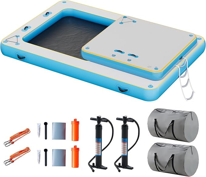 Specraft Inflatable Floating Dock, Non-Slip Air Dock Platform loating Island Raft with Rope Ladder for Pool Lake Beach Ocean-StrideForce Fitness