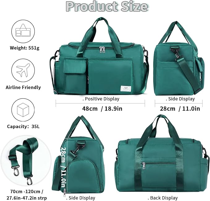 FIORETTO Women's Gym Duffle Bag with Shoes Compartment, 37L Capacity, Ideal for Travel, Gym, Sports, Duffel, Weekender-StrideForce Fitness