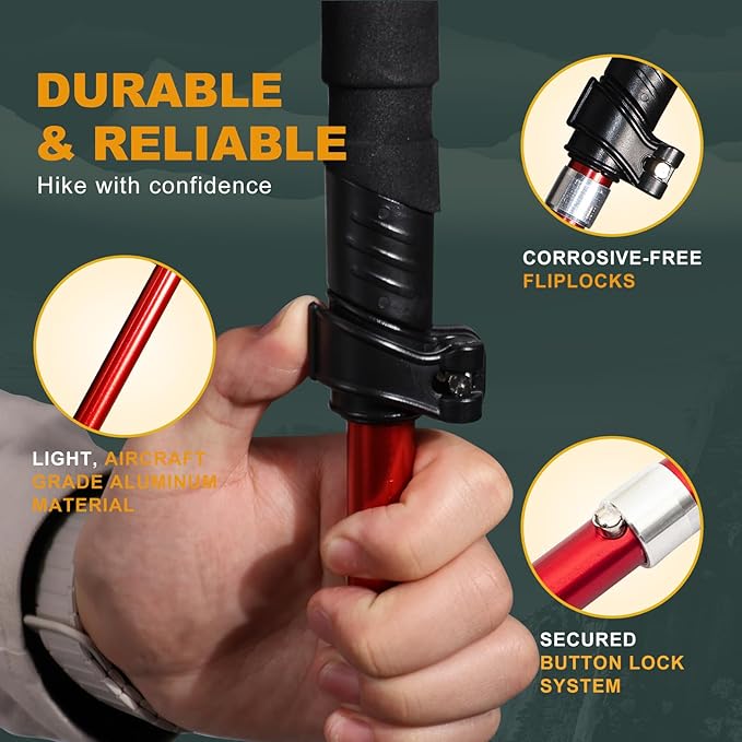 Trekking Poles for Hiking - Walking Sticks for Men, Women, Seniors, 2pc Collapsible Lightweight Aluminum Alloy Hiking Poles for Nordic Walking & Outdoor Adventures-StrideForce Fitness