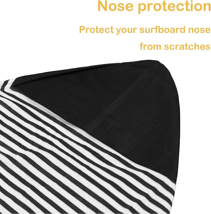 Surf Sock, Surfboard Sock Cover for Longboard Paddleboard Surf Board Sup Paddle Board, 6-8 FT Foot Quick Dry Stretch Surfboard Bag Sleeve with Drawstring Closure-StrideForce Fitness