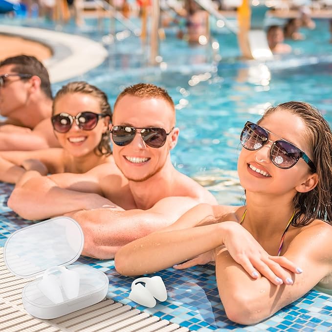 2 Pack Nose Plugs for Swimming for Adults and Kids (Age 7-12), Waterproof Soft Silicone Swimming Protectors Nose Block Nostril Plugs for Swimmers Surfers Water Sports-StrideForce Fitness