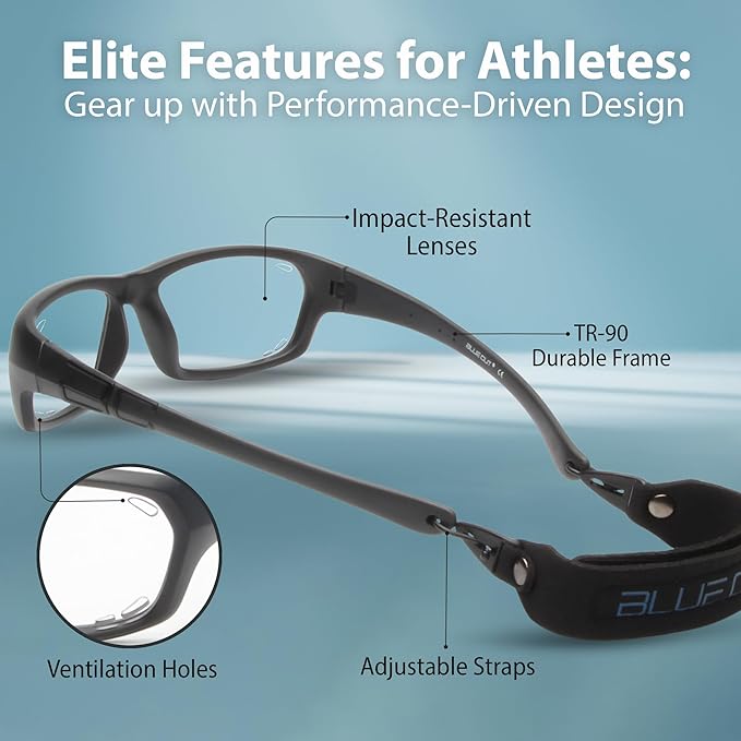 BLUE CUT Sports Protection Goggles, Photochromic Lenses Safety Glasses for Basketball, Pickleball Indoor Outdoor Sports-StrideForce Fitness