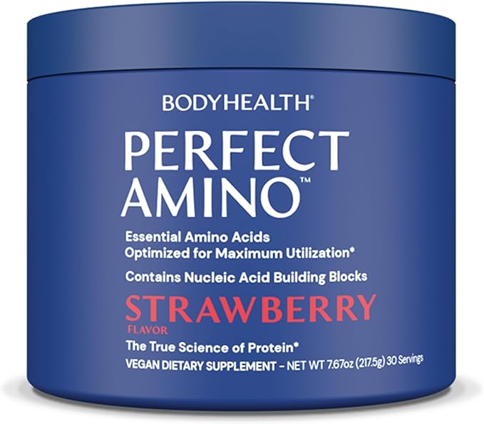 BodyHealth PerfectAmino Powder - BCAA and EAA Powder for Pre and Post Workout - Amino Acid Energy Drink for Men and Women to Support Lean Muscle and Recovery - Strawberry - 30 Servings-StrideForce Fitness