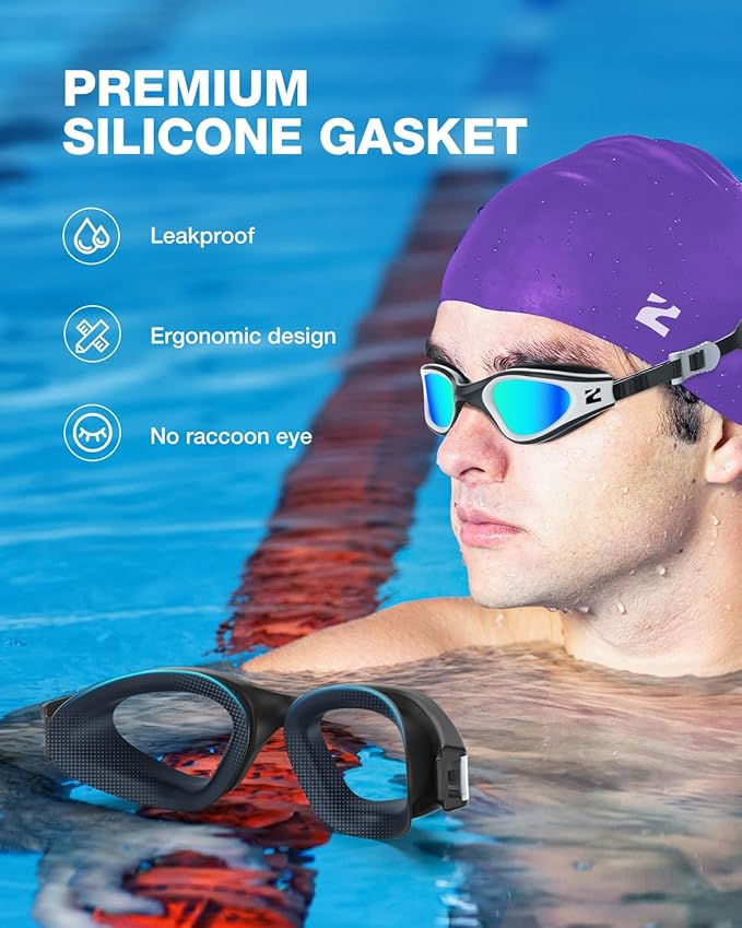ZIONOR G1 Lite Swim Goggles with Swim Cap Comfortable Anti-fog Swimming Goggles Cap Set for Adult Men Women-StrideForce Fitness
