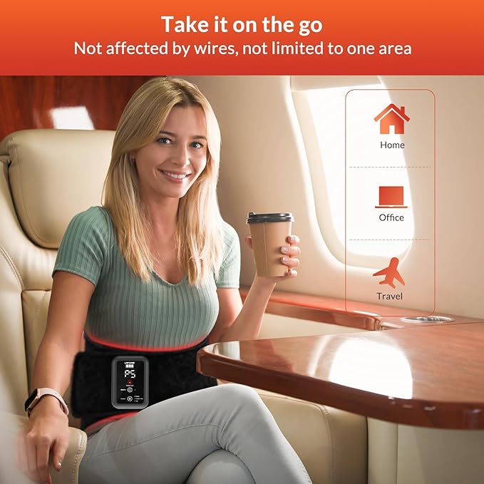 Red Light Therapy Belt, Rechargeable Infrared Light Therapy Device with Massage and Timer, Wearable 660nm&850nm Red Light Therapy Wrap Belt for Body Pain Relief(8.4’‘ * 48’‘）-StrideForce Fitness