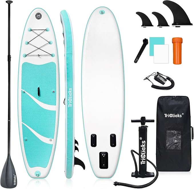 10' Inflatable Stand Up Paddle Board, Ultra-Light Wide Yoga Board for All Skill Levels with Premium SUP Paddleboard Accessories, 84L Waterproof Bag, Non-Slip Comfort Deck for Youth & Adults-StrideForce Fitness