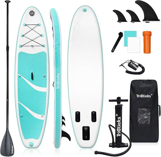 10' Inflatable Stand Up Paddle Board, Ultra-Light Wide Yoga Board for All Skill Levels with Premium SUP Paddleboard Accessories, 84L Waterproof Bag, Non-Slip Comfort Deck for Youth & Adults-StrideForce Fitness