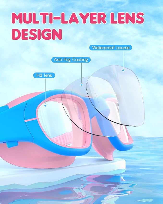 Kids Swim Goggles,Swimming Goggles for Kids 6-14, Anti-Fog UV Protection Pool Glasses for Boys Girls-StrideForce Fitness