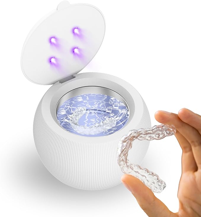 Ultrasonic Retainer Cleaner, UV Cleaner for Invisalign, Night Guard, Mouth Guard, Jewelry - Retainer Cleaning Machine