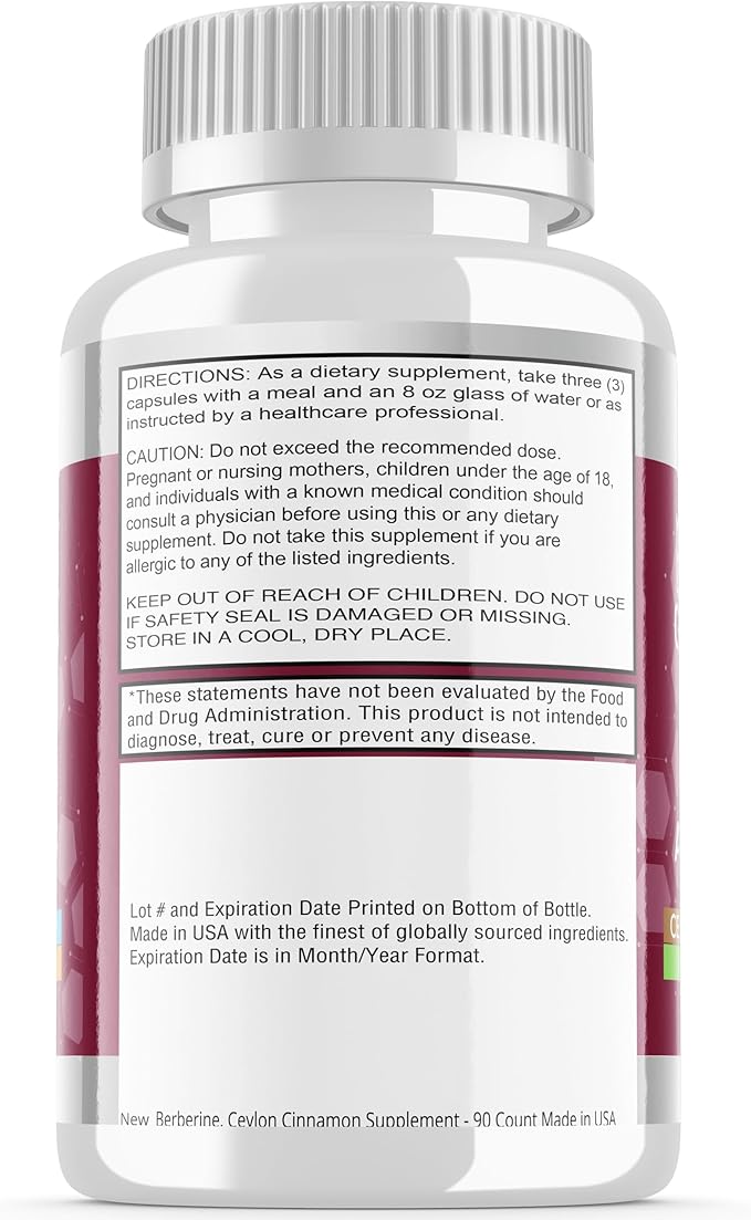 Stamiron Berberine Complex with Ceylon Cinnamon, Chromium, Turmeric, Apple Cider Vinegar, 90 Capsules-StrideForce Fitness
