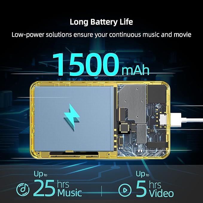 80GB MP3 Player with Bluetooth and WiFi, MP4 MP3 Player with Spotify,Spotify Kids，4" Full Touch Screen with Pandora, Music Player with Audible，Android MP3 with Speaker (Gold_Black)-StrideForce Fitness