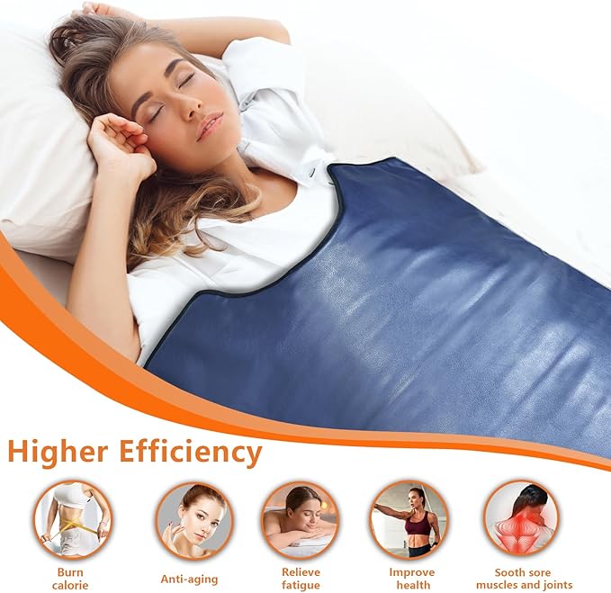 UTK Infrared Sauna Blanket, Sauna Blanket for Detox, Sauna FIR Therapy, Natural Jade & Tourmaline Stone, 660mm Photon, Pain Relief, Sweat Fast, Home SPA, Full-Size Body Blanket, 50 Plastic Wrap-StrideForce Fitness