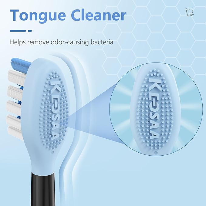 Replacement Brush Heads Compatible with Philips Sonicare Electric Toothbrush, 2-in-1 Tongue Cleaner, 10 Pack, Ice Blue, Suitable for Philips Sonicare Heads, C2, C1, C3, W1, W2, W3, G1, G2, G3