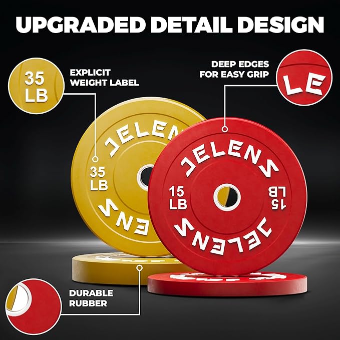 Olympic Barbell Weight Plates Set, 2-Inch Black/Colored Rubber Bumper Plate Weight Set for Strength Training and Weightlifting, Multiple Options-StrideForce Fitness